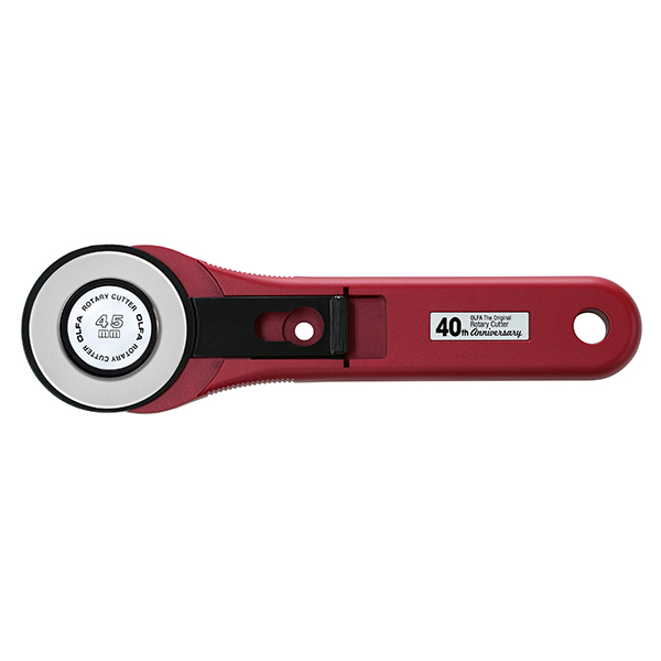 A red and black cutter is on the side of a white background