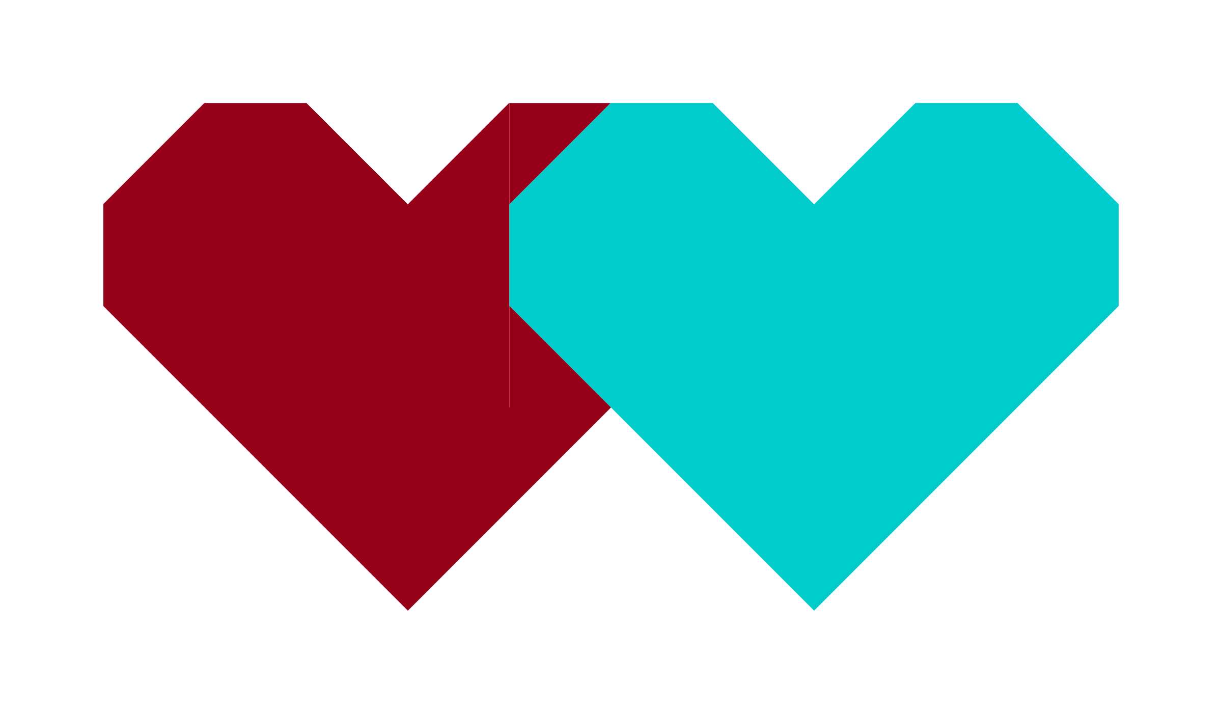 Two hearts are shown in a row.