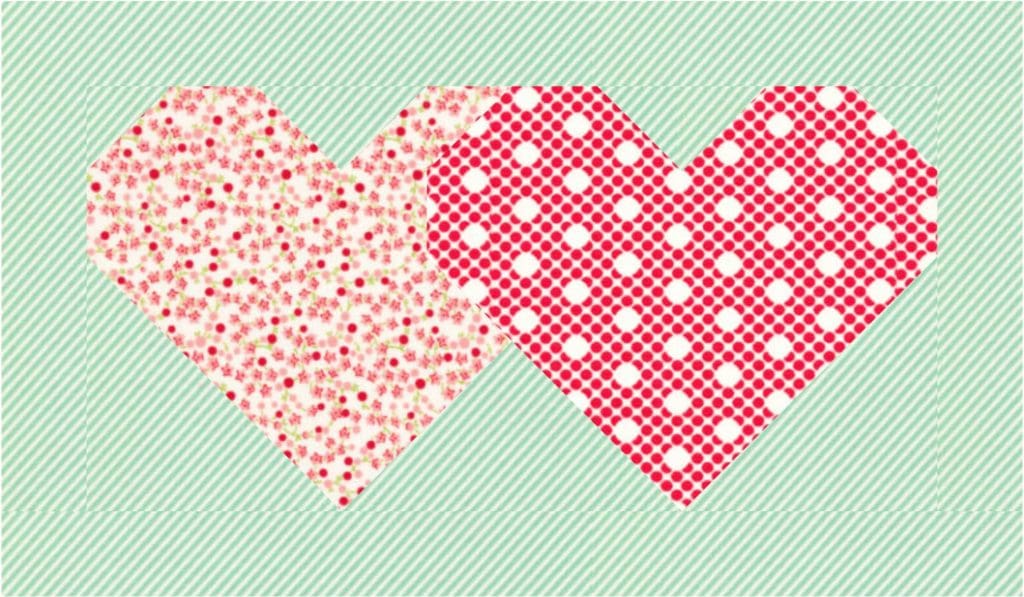 Two hearts are shown with different patterns on them.
