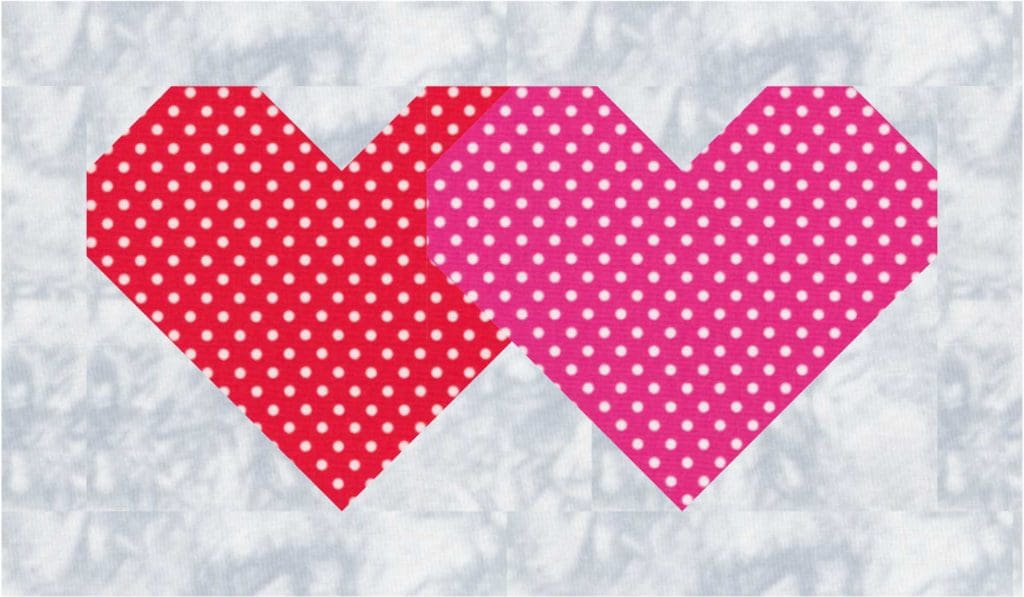 Two hearts are shown with polka dots on them.