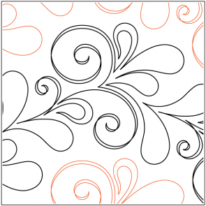 A pattern of swirls and leaves on a white background.