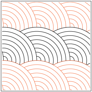 A pattern of circles with an orange line on them.