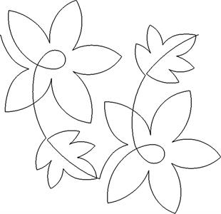 A drawing of three flowers with leaves on them.