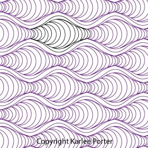A purple and white pattern with an image of a wave.