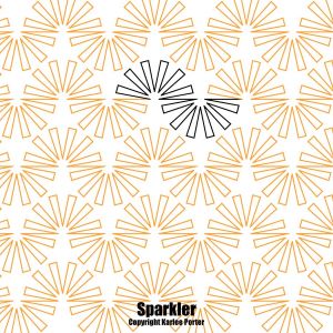 A pattern of golden rings with the word sparkier underneath.