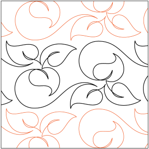 A close up of the pattern for an apple quilt.