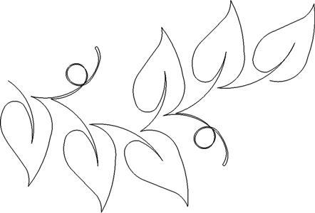 A drawing of leaves and branches with one leaf missing.