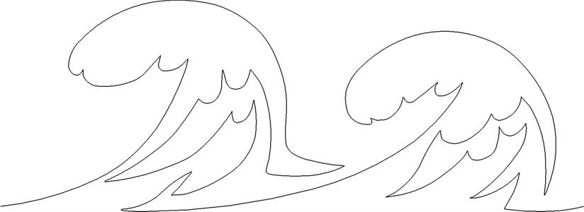 A drawing of an ocean wave in black and white.