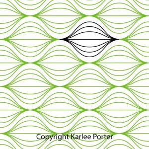 A green and white pattern with an odd shape in the middle.