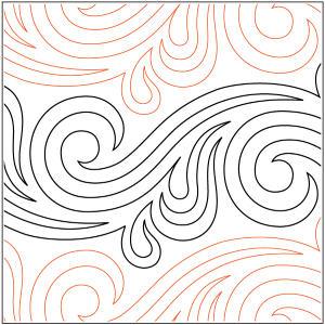 A close up of the swirls on a quilt