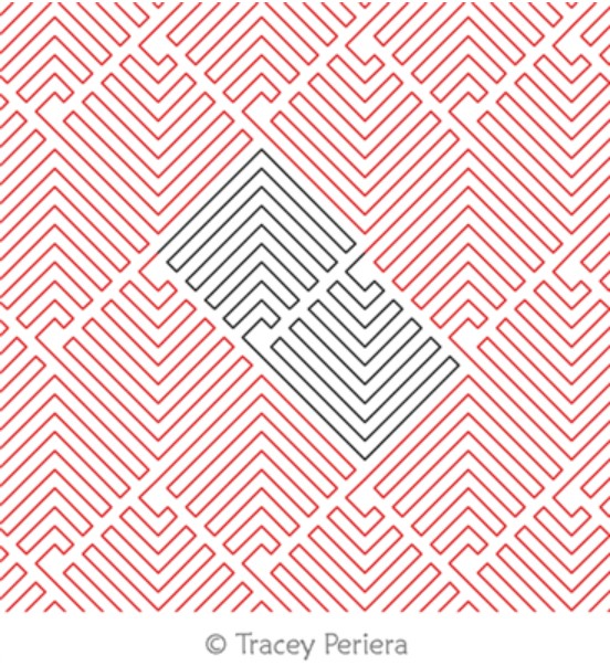 A pattern of pink and white lines with an arrow.