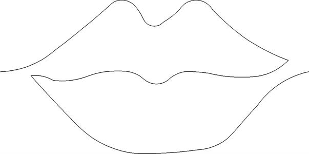 A drawing of two lips with one lip missing.