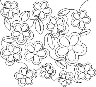 A bunch of flowers are drawn in black and white