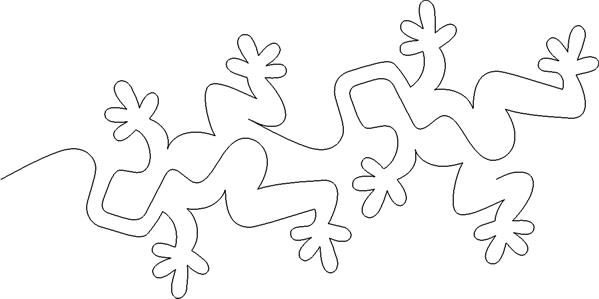 A drawing of two lizards with long tails.