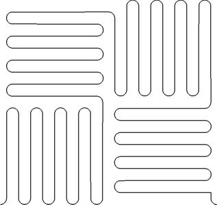 A set of four different lines that are drawn on paper.