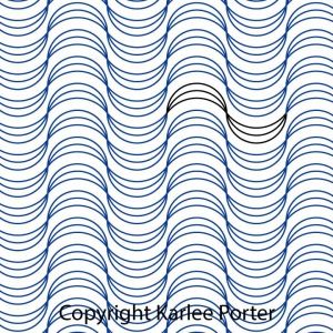 A pattern of blue waves on white background.