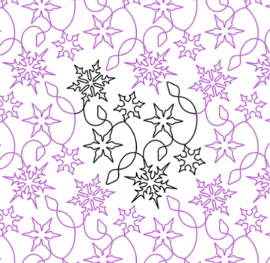A purple and white pattern with flowers.