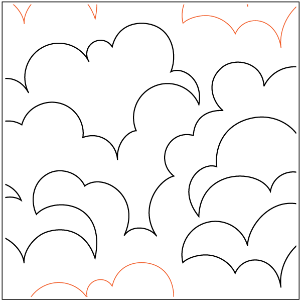 A pattern of clouds with an orange outline.