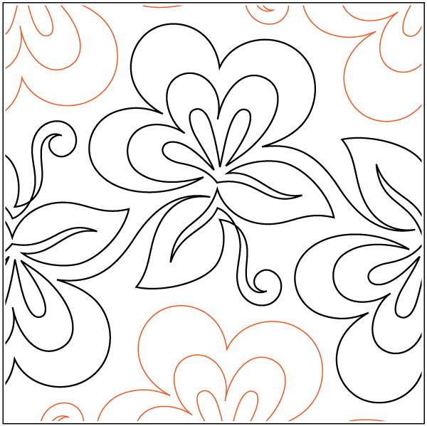 A close up of the flower pattern on the quilt