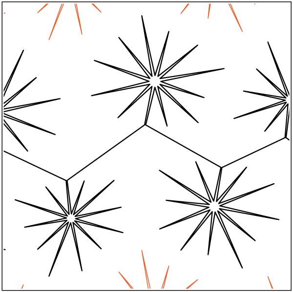 A pattern of stars with orange lines on the bottom.