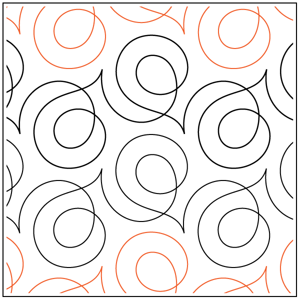 A pattern of swirls and circles on white paper.