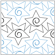 A pattern of stars and swirls on a white background.