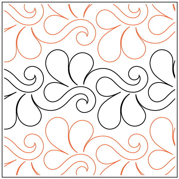 A pattern of swirls and leaves on a white background.