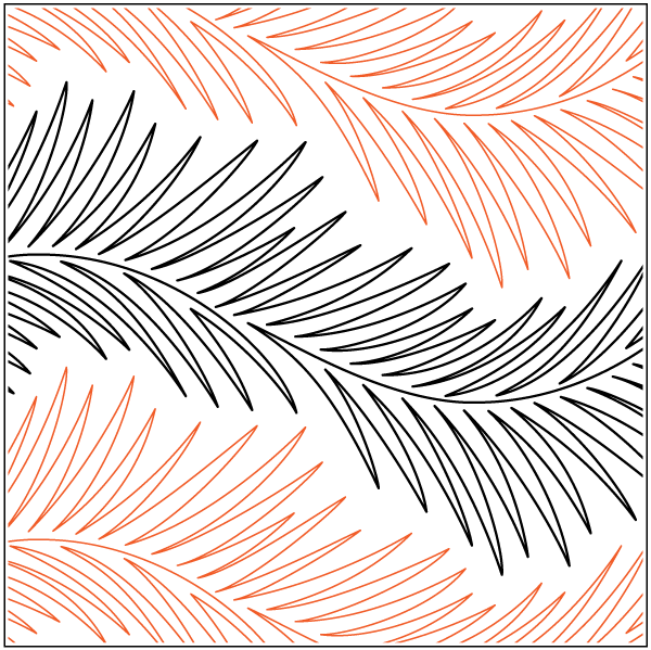 A pattern of palm leaves in grey and peach.