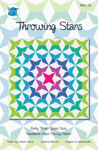 A colorful quilt with the words " throwing stars ".