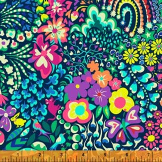 A colorful floral pattern with many colors.