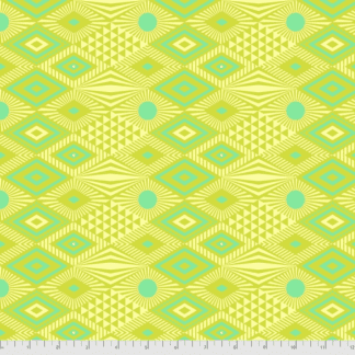 A green and yellow pattern with dots.