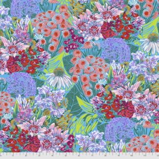 A colorful floral pattern with many different flowers.