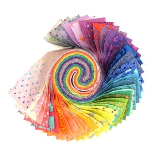 A spiral of colorful fabric with polka dots.