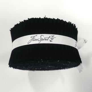 A roll of black fabric with the name " jean sweet ".