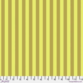 A yellow and brown striped fabric background.