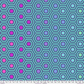 A pattern of hexagons in blue and purple.