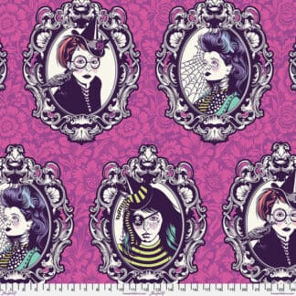 A purple background with several frames of women in them.