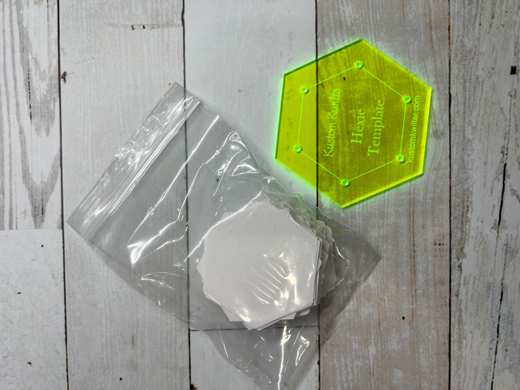 A plastic bag and some yellow glass