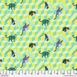 A pattern of cats and dogs on a checkered background.