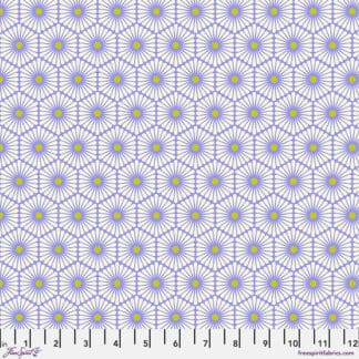 A pattern of blue and yellow flowers on a white background.