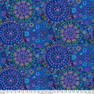 A blue and purple pattern with many circles.