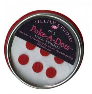 A tin of red polka dots with the lid open.