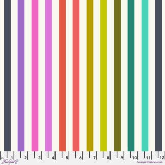 A colorful striped fabric with white background.